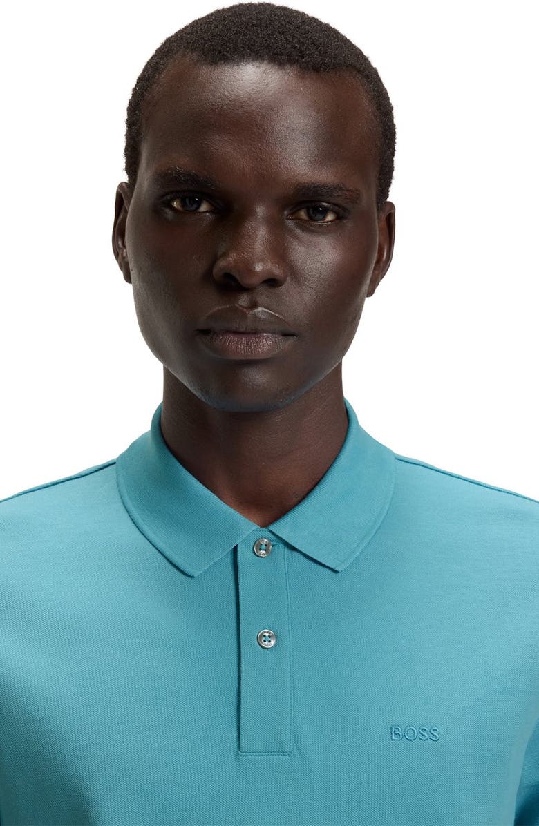 BOSS Pallas Cotton Polo, Alternate, color, Light/ Pastel Blue