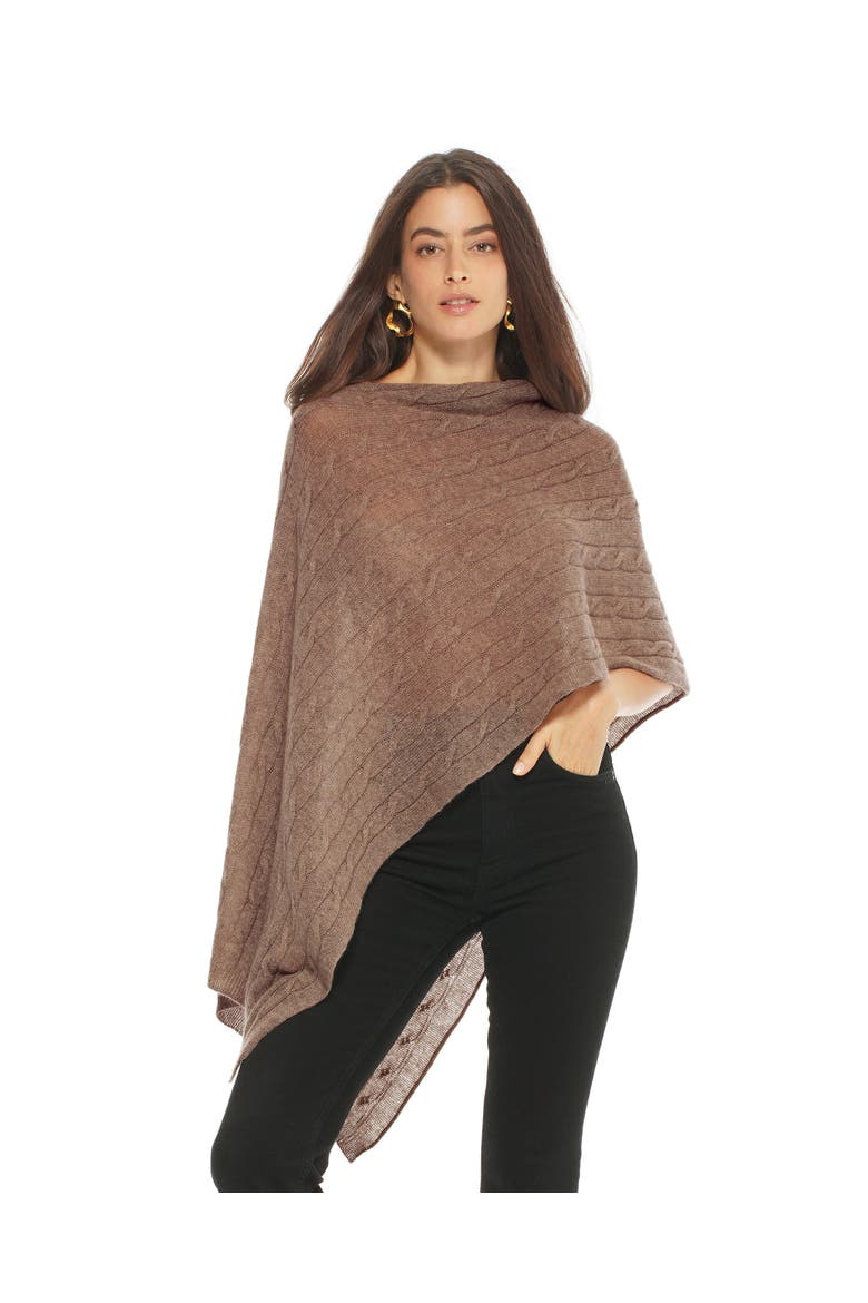 Pure Cashmere Textured Knit Poncho, Main, color, Brown