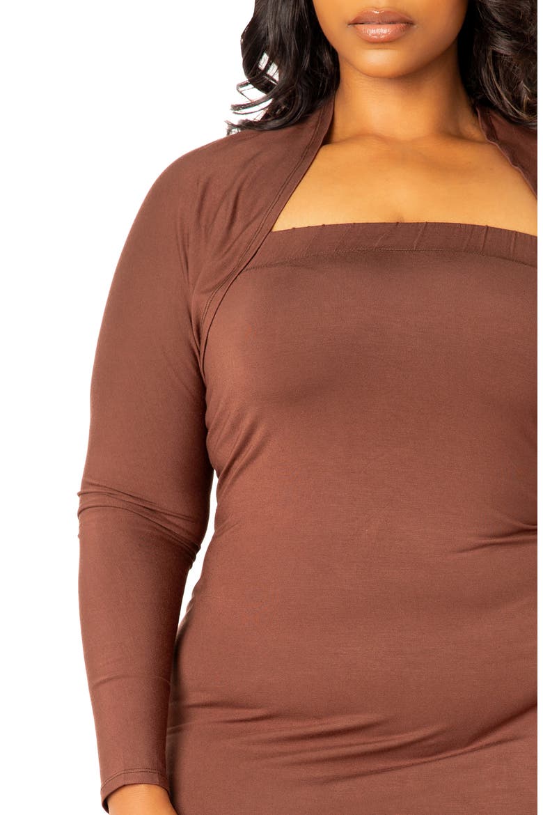 Modal Tube Dress & Shrug, Alternate, color, CHOCOLATE