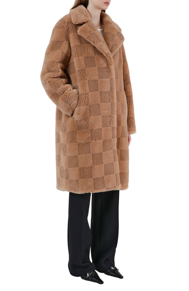 Apparis Tikka Checkerboard Faux Fur Coat, Alternate, color, 
