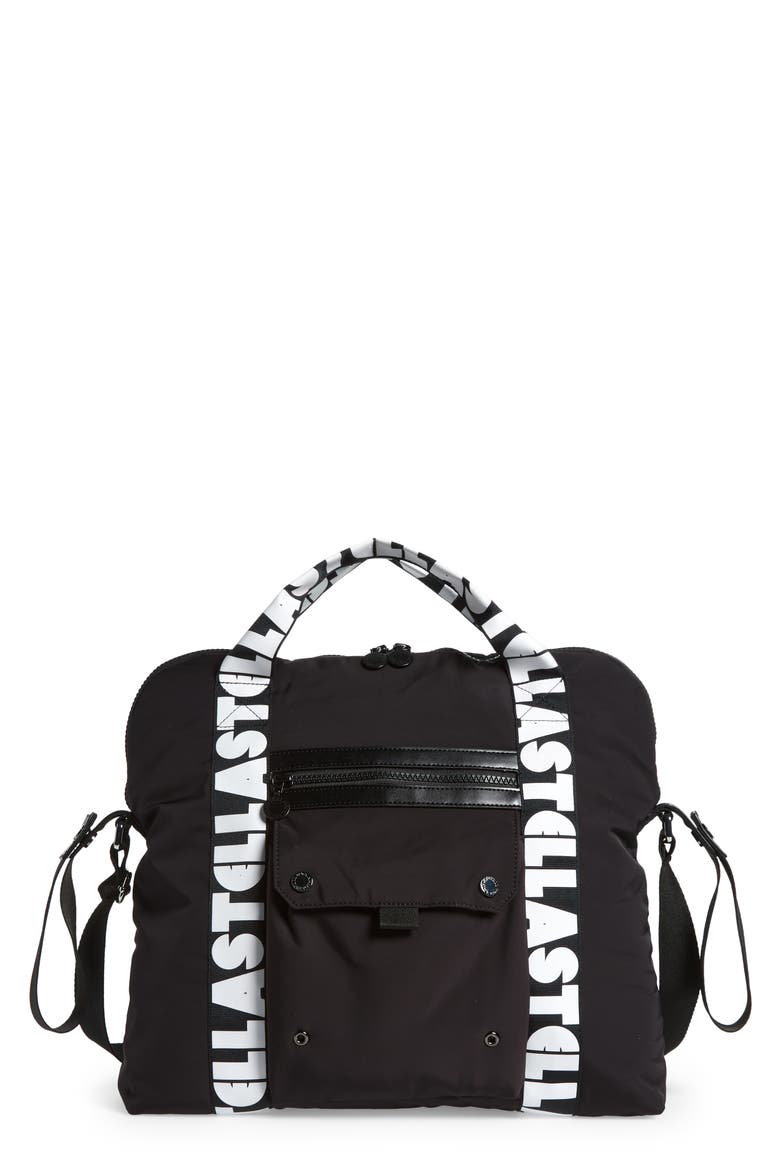 Stella McCartney Logo Diaper Bag, Main, color, 930 BLACK