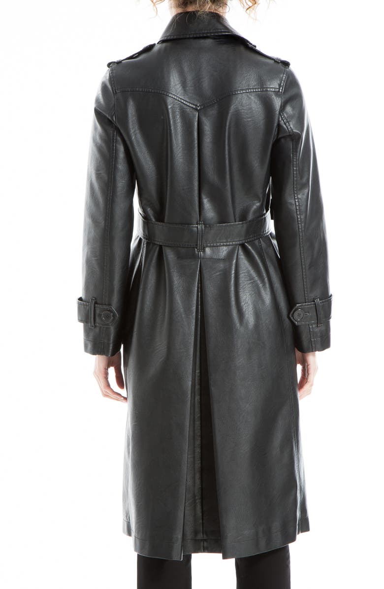 MAX STUDIO Faux Leather Long Trench Coat, Alternate, color,