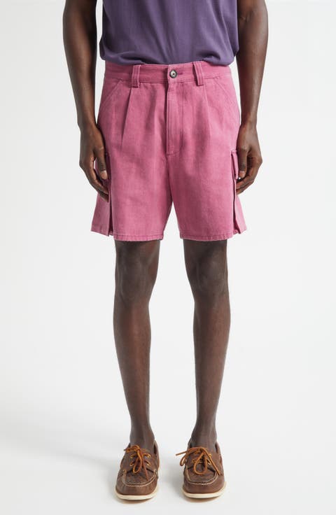 Pleated Organic Cotton Canvas Cargo Shorts