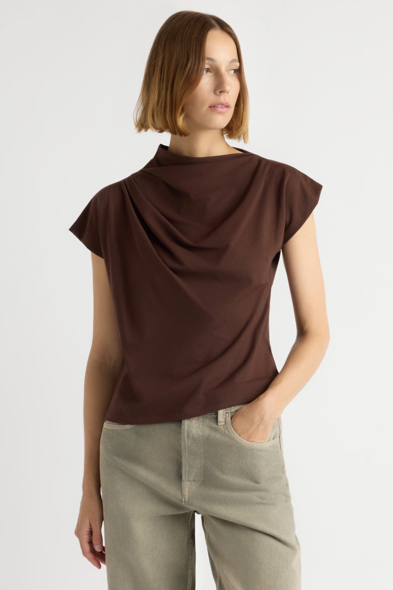 Kenny Asymmetric-Neck Tee, Alternate, color, Brown
