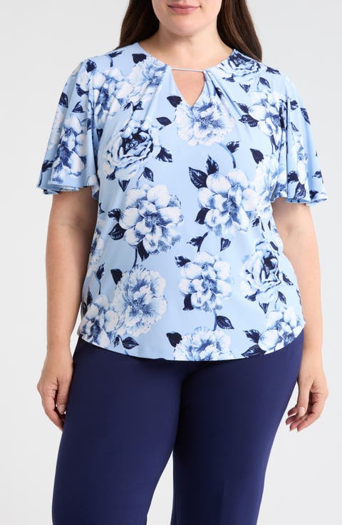 Pleated Flutter Sleeve Top (Plus)