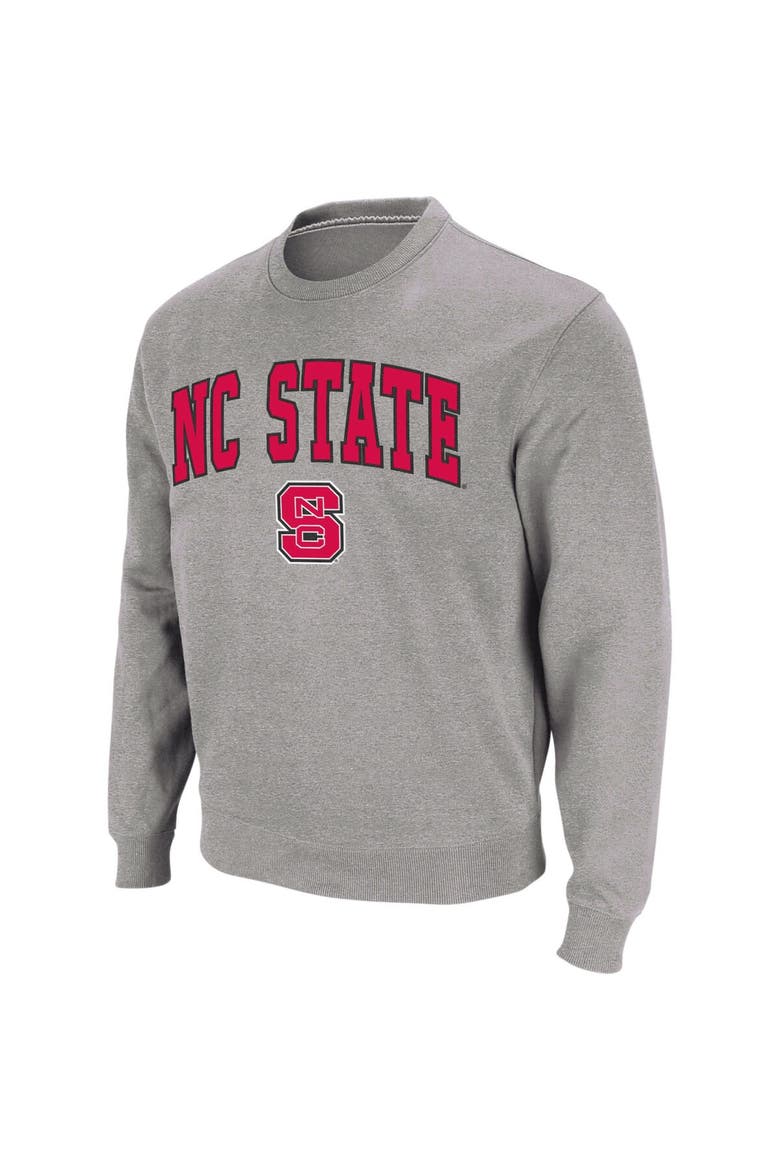 Men's Colosseum Heather Gray NC State Wolfpack Arch & Logo Crew Neck Sweatshirt, Main, color, Heather Gray