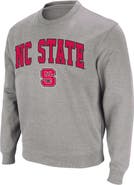 COLOSSEUM Men's Colosseum Heather Gray NC State Wolfpack Arch & Logo Crew Neck Sweatshirt