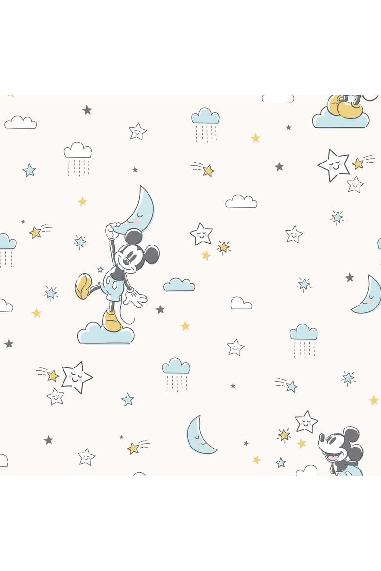 Disney Baby Moonlight Mickey Mouse Fitted Crib Sheet, Alternate, color, White