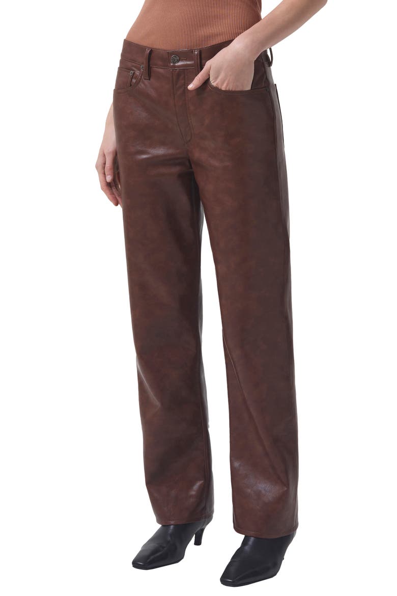 Sloane High Waist Straight Leg Recycled Leather Pants, Main, color, COLA