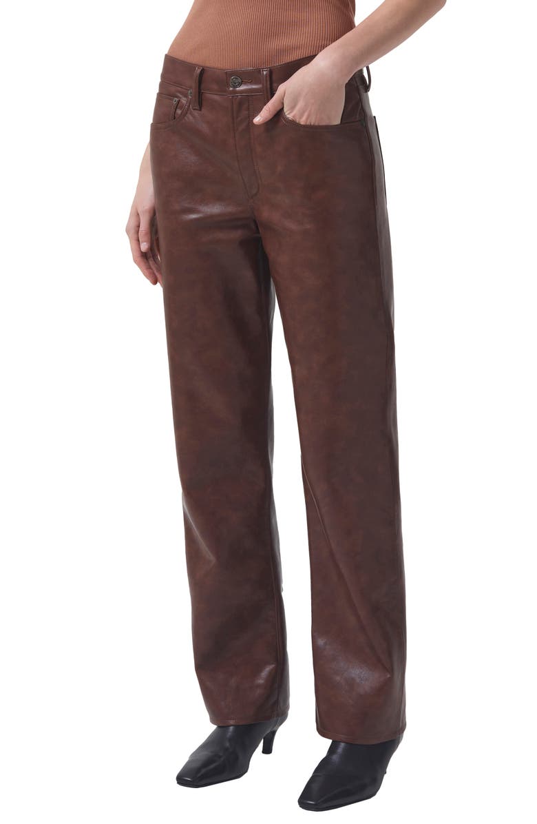 AGOLDE Sloane High Waist Straight Leg Recycled Leather Pants, Main, color,