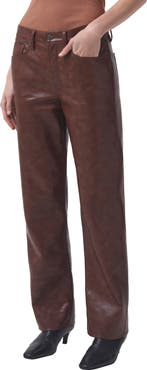 AGOLDE Sloane High Waist Straight Leg Recycled Leather Pants