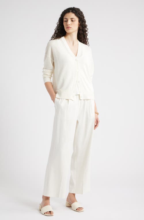 Nordstrom Linen Blend Crop Slim Wide Pants In White