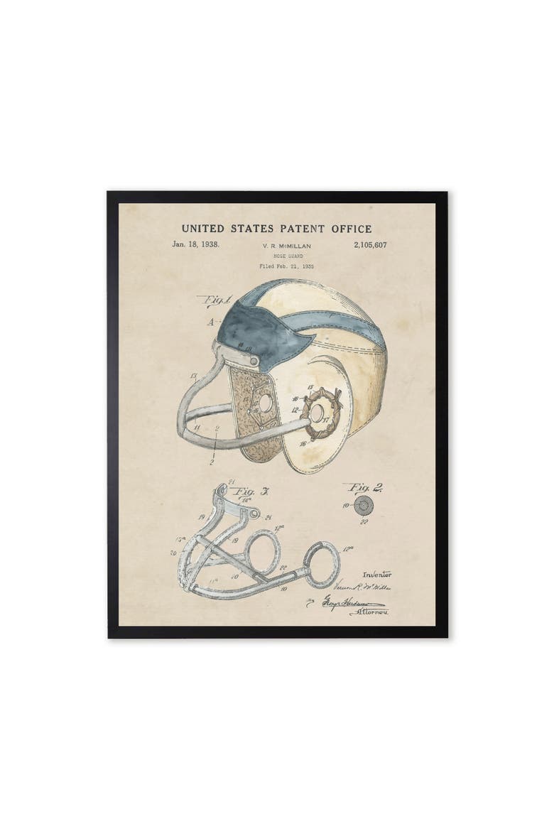 Football Helmet Patent in Black Frame, Main, color, Multi