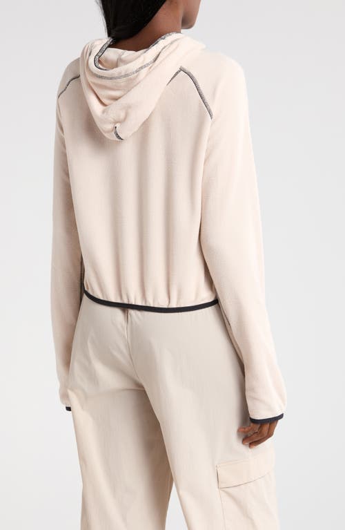 Free People Fp Movement Care On The Run Fleece Funnel Neck Hoodie In Cashmere