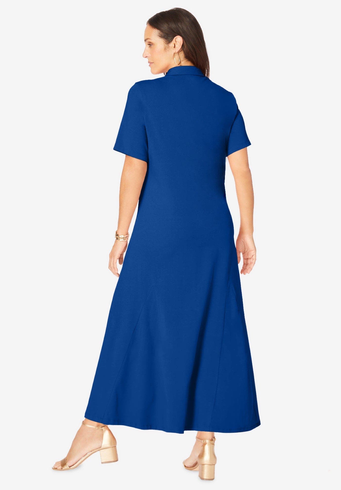 Stretch Cotton Button Front Maxi Dress - image 2