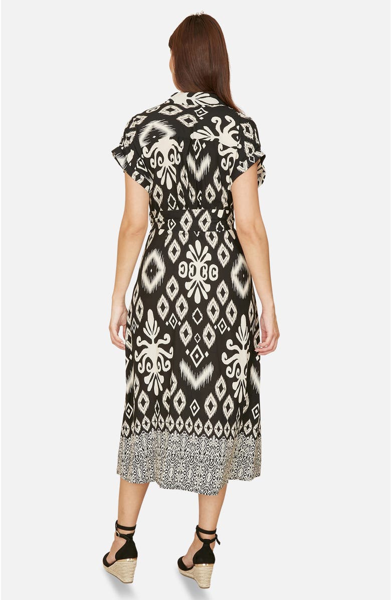 Yumi Geo Print Relaxed Midi Shirt Dress, Alternate, color, Black