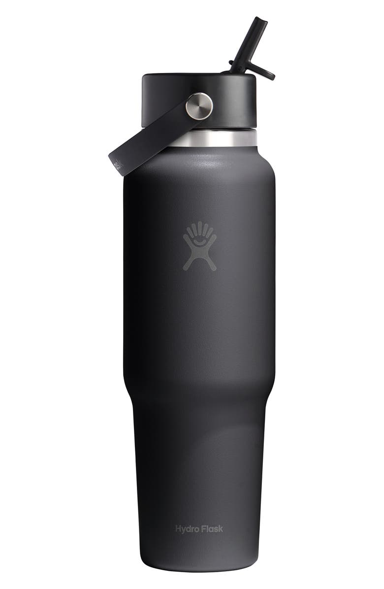 Hydro Flask 40-Ounce Wide Mouth with Flex Straw Cap, Alternate, color, Black