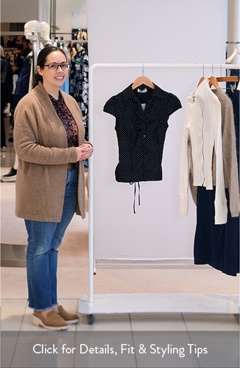 Arianwyn Polka Dot Cap Sleeve Cotton Button-Up Shirt, sales video thumbnail