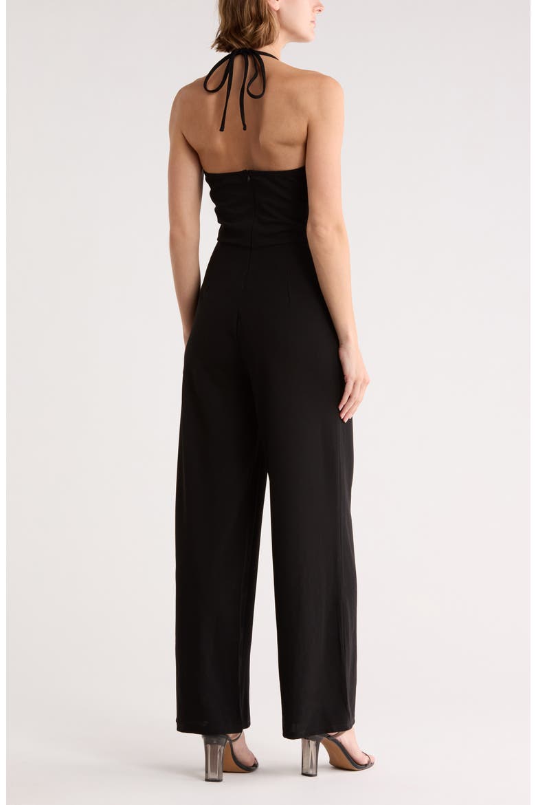 Halter Neck Vest Jumpsuit, Alternate, color, BLACK