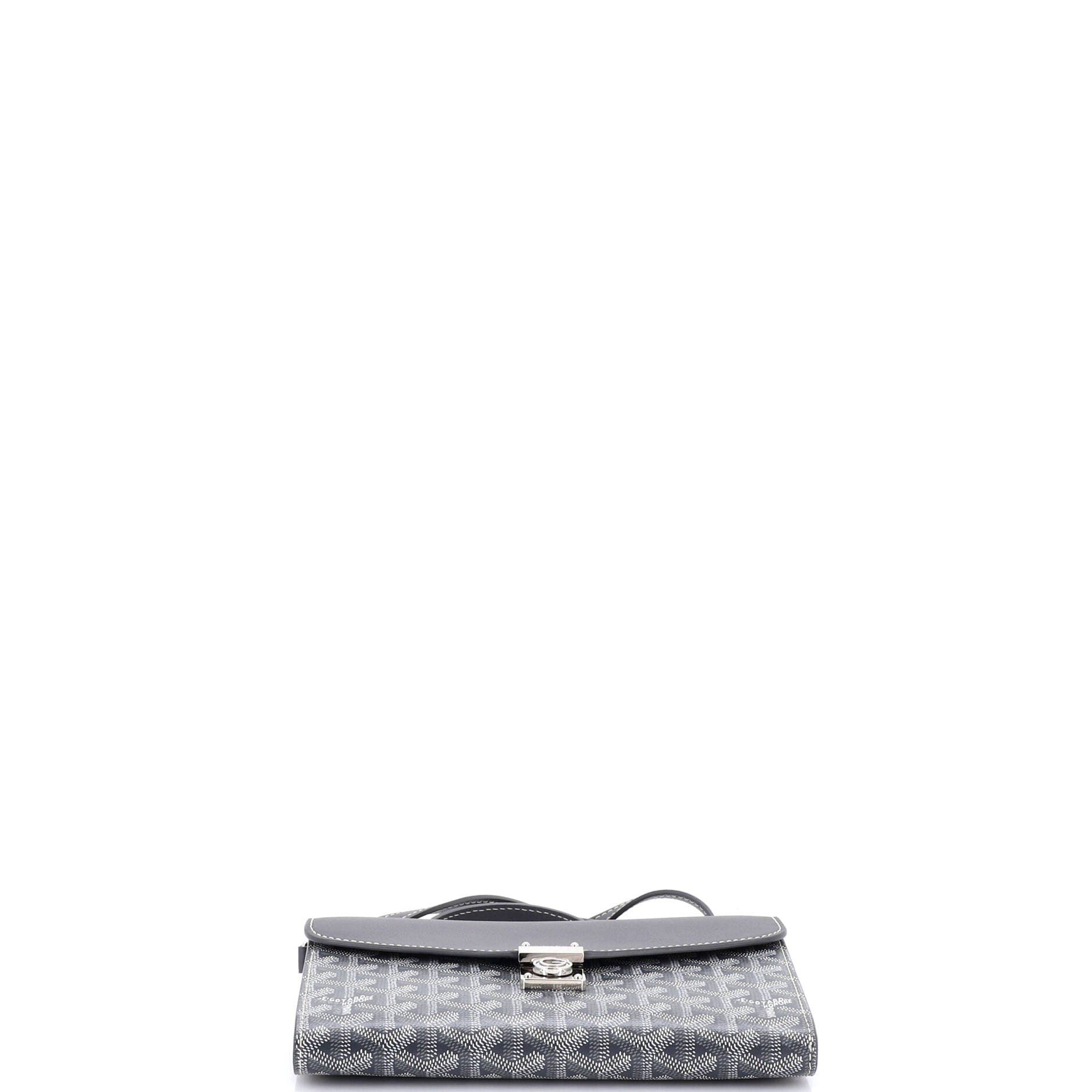 Pre-Owned Goyard Chypre Wallet on Strap Coated Canvas with Leather, Alternate, color, Gray