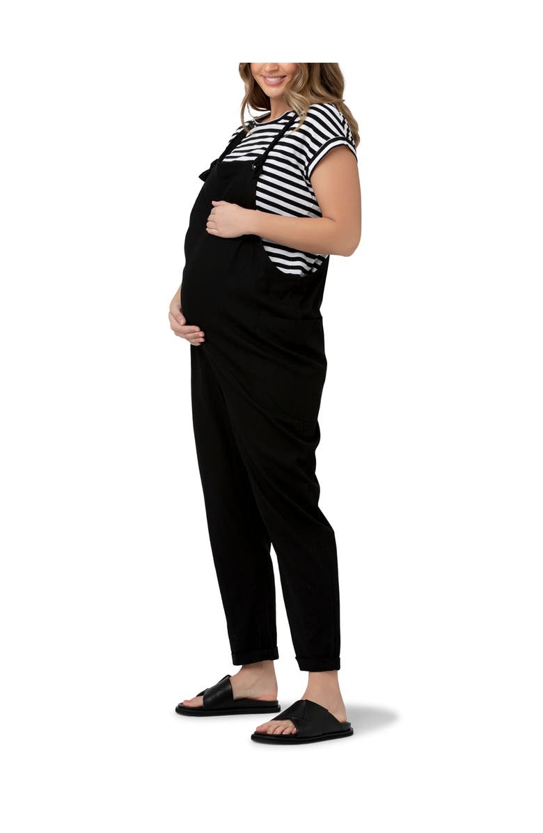 Ripe Maternity Poppy Linen Jumpsuit, Alternate, color, Black