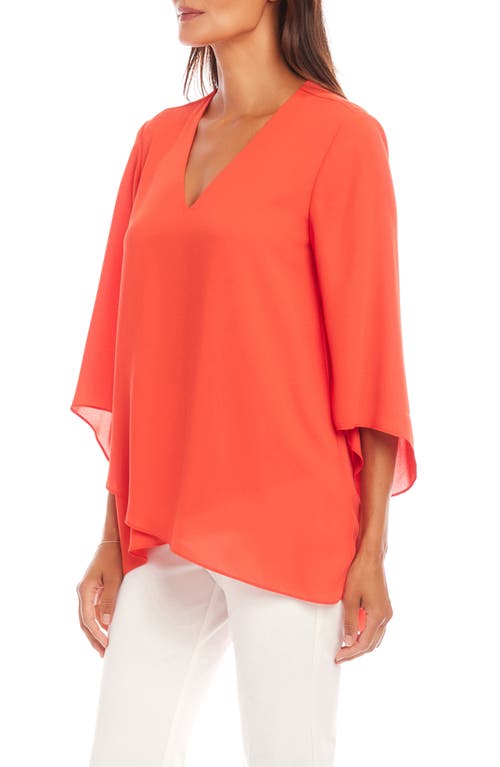 Karen Kane Crossover Hem Asymmetric Top In Bright Orange