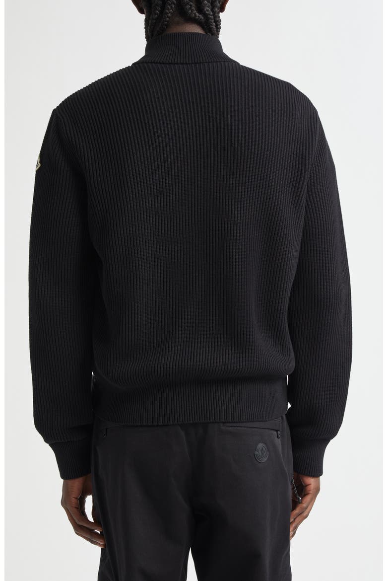Quilted Down & Cotton Knit Cardigan, Alternate, color, BLACK