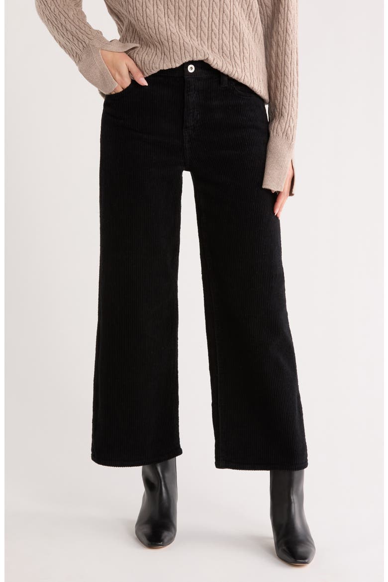 Cherise Crop Wide Leg Corduroy Jeans, Main, color, SUPER BLACK