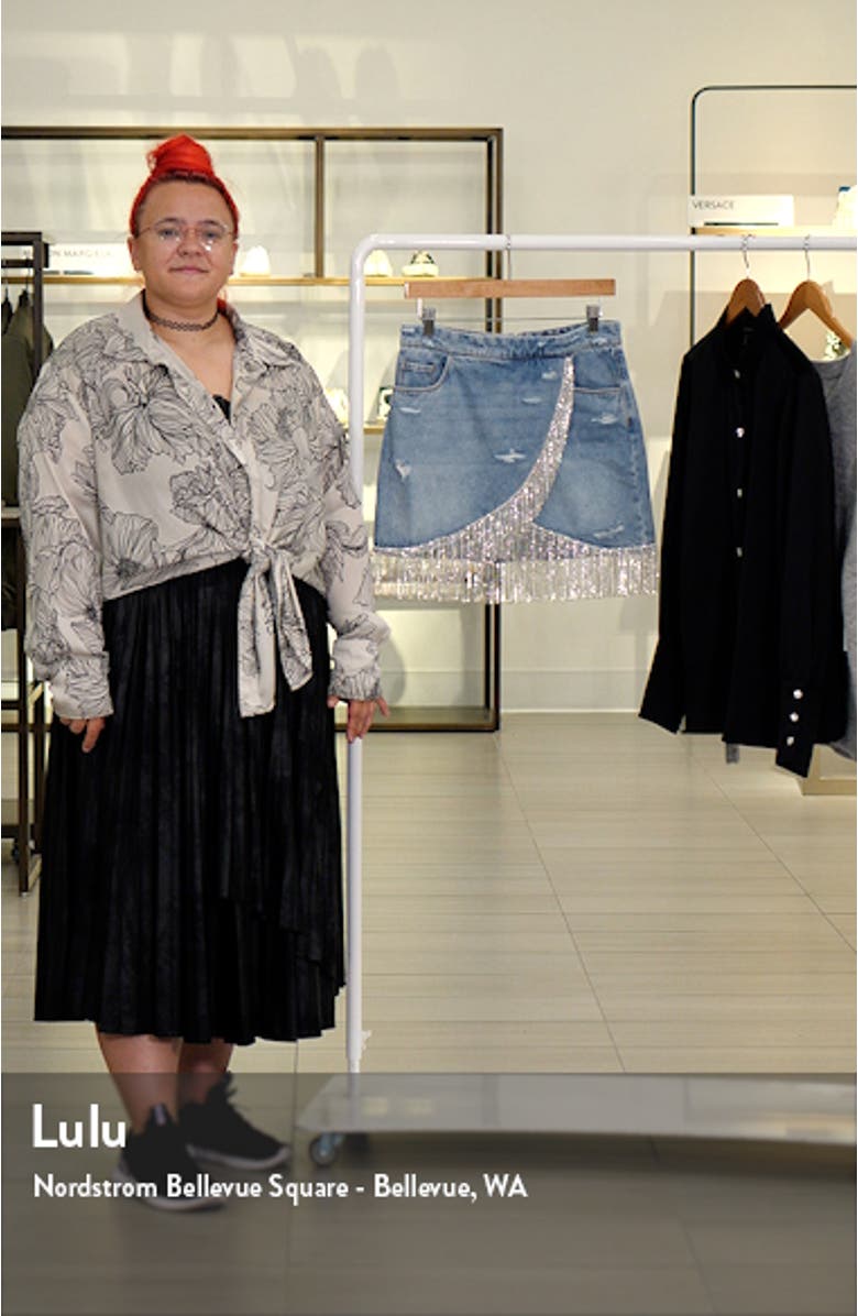 Rhinestone Fringe Denim Miniskirt, sales video thumbnail