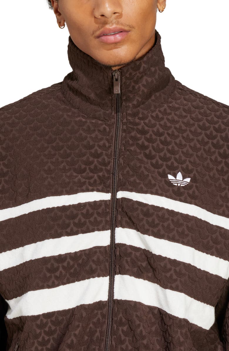 adidas Q12 Monogram Terry Trifoil Track Jacket, Alternate, color, 