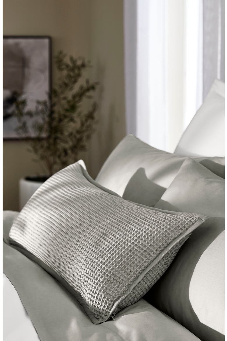 Organic Cotton Waffle Accent Pillow Cover, Alternate, color, PEWTER
