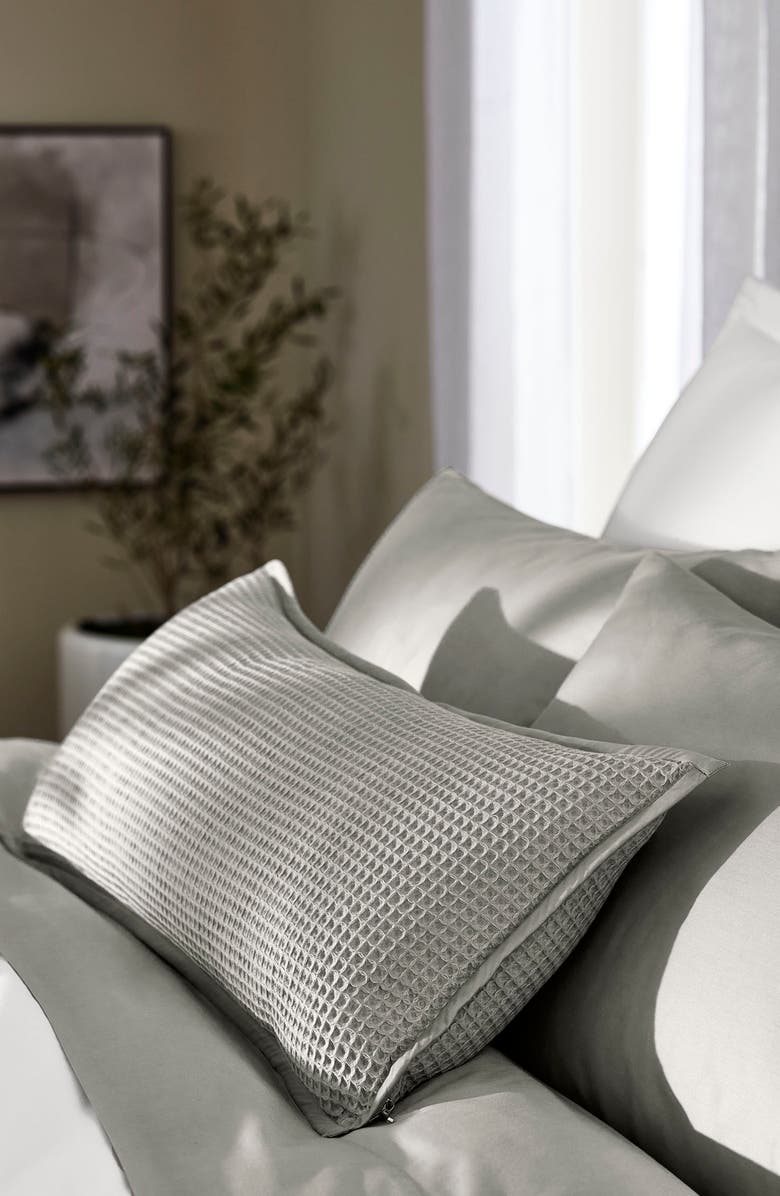 Boll & Branch Organic Cotton Waffle Accent Pillow Cover, Alternate, color, Pewter