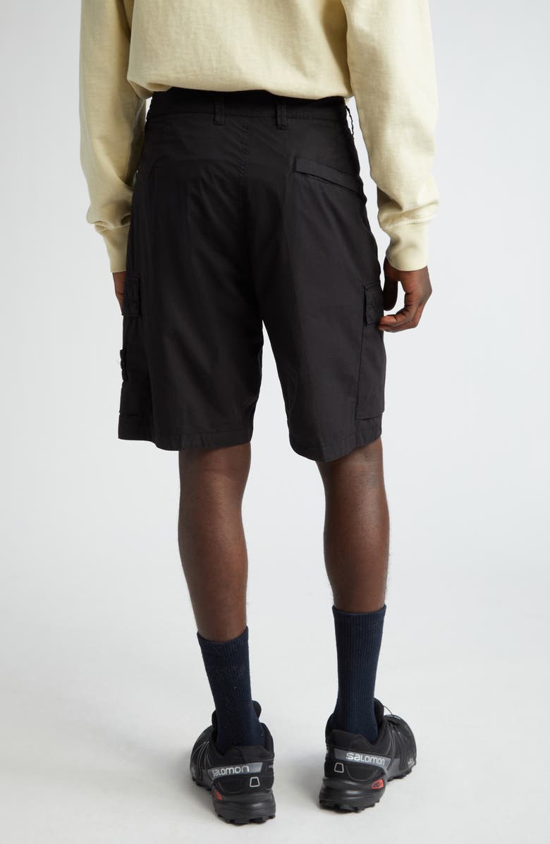 Stone Island Regular Fit Stretch Cotton Cargo Bermuda Shorts, Alternate, color, Black