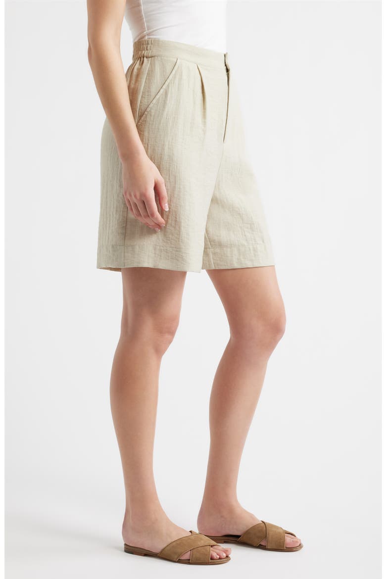 Pleat Front Bermuda Shorts, Alternate, color, OYSTER