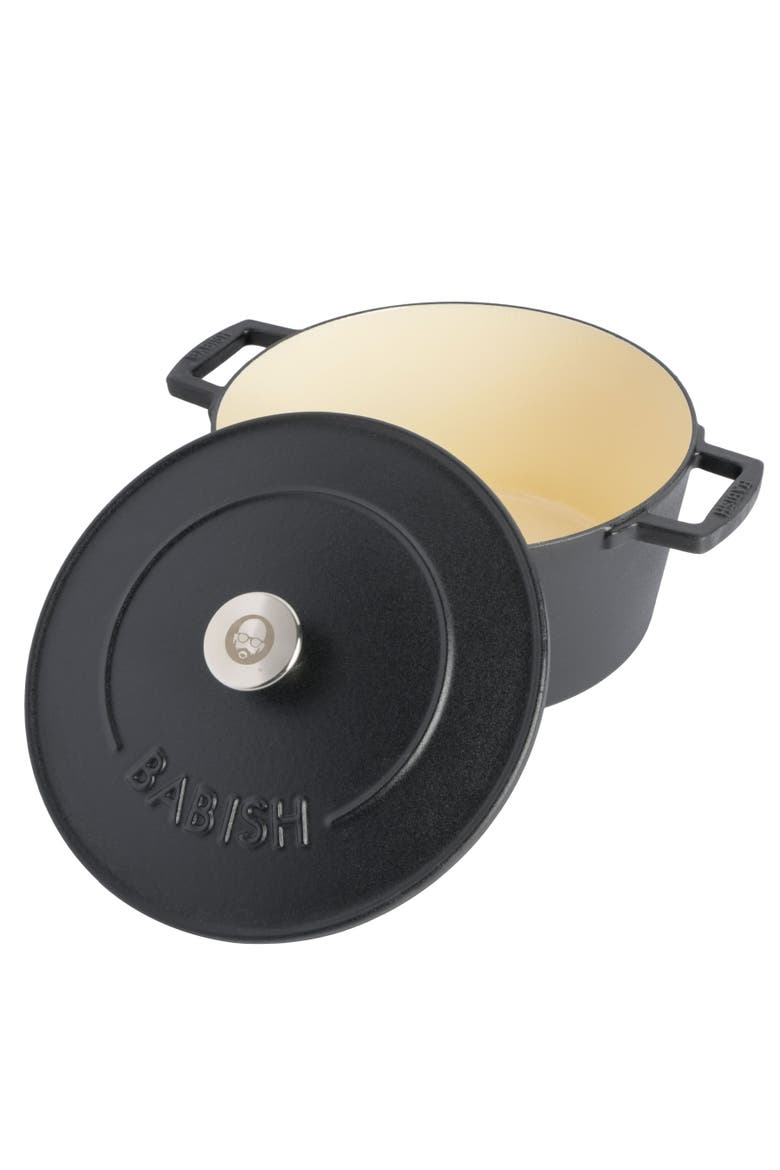 Matte Enamel Round Cast Iron Dutch Oven with Lid, Alternate, color, Black