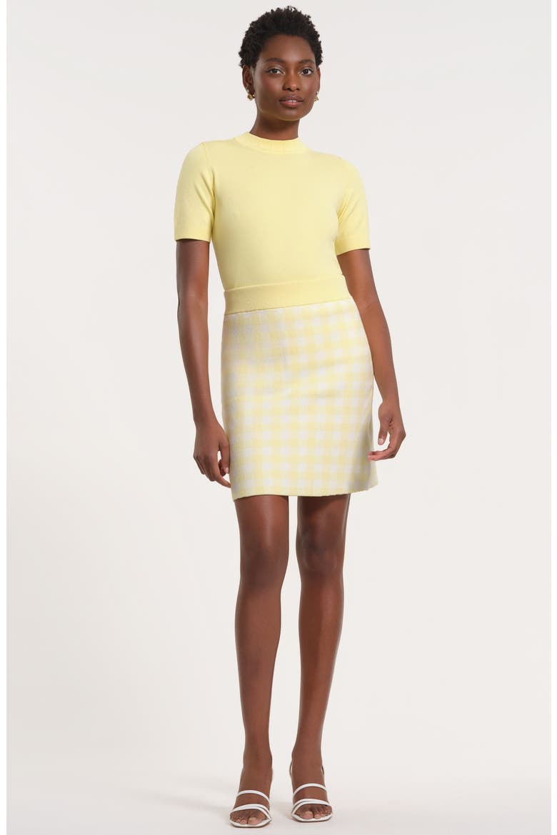Gingham Sweater Skirt, Alternate, color, WHITE MULTI