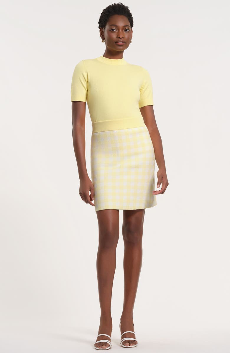 Isaac Mizrahi New York Gingham Sweater Skirt, Alternate, color, White Multi