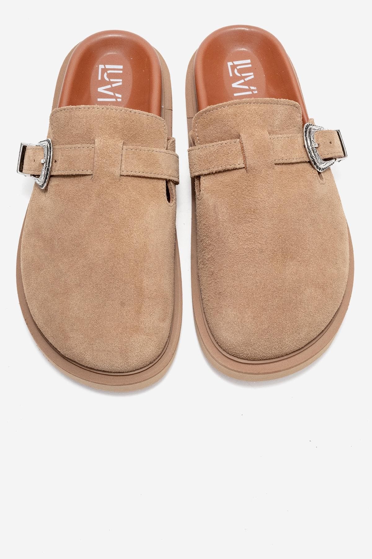Vesta Leather Mule, Alternate, color, Cognac Suede Leather
