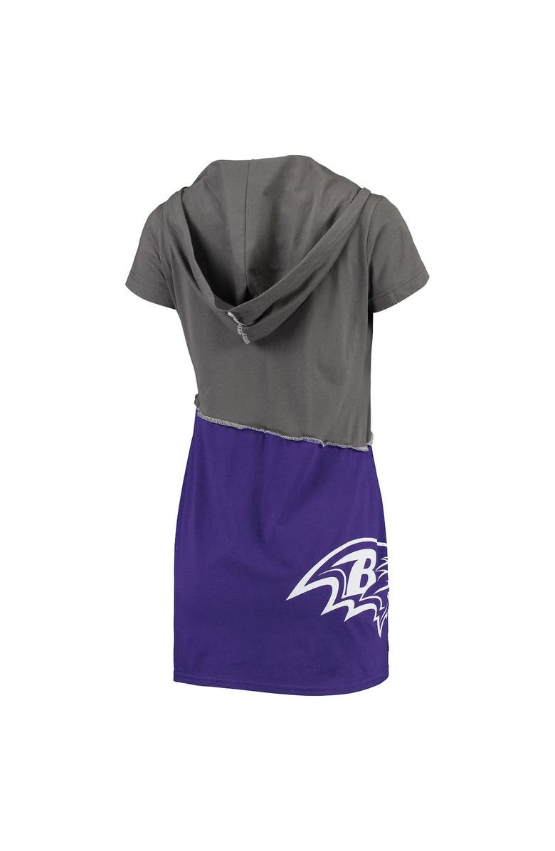 REFRIED APPAREL Women's Refried Apparel Charcoal/Purple Baltimore Ravens Sustainable Hooded Mini Dress, Alternate, color, Charcoal