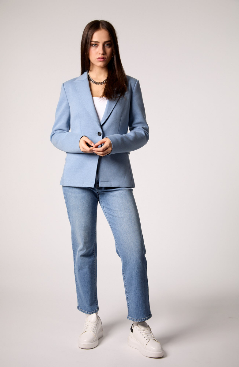 BLUE REVIVAL Helen Blazer with Removeable Denim Insert, Alternate, color, Heather Blue