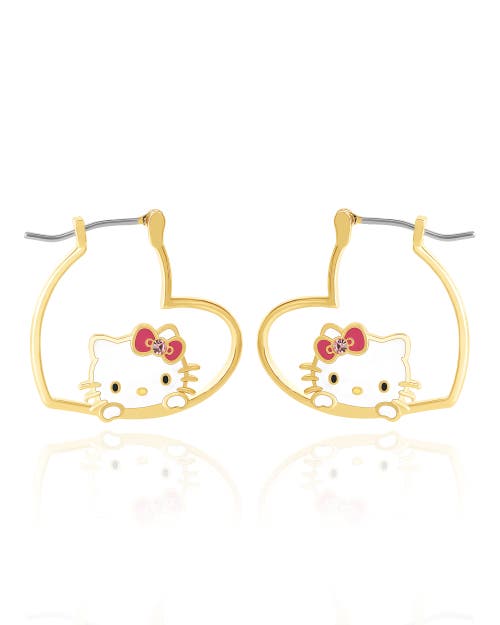 Hello Kitty Heart Hoop Earrings In Gold