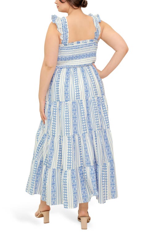 Flying Tomato Ruffle Strap Tiered Maxi Dress In Blue