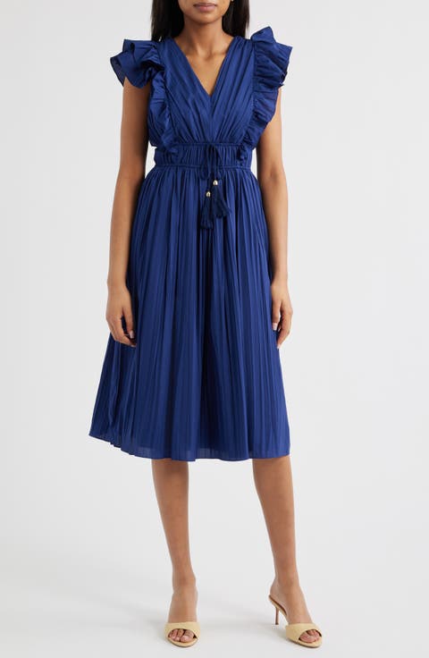 Ruffle Trim Pleat Dress
