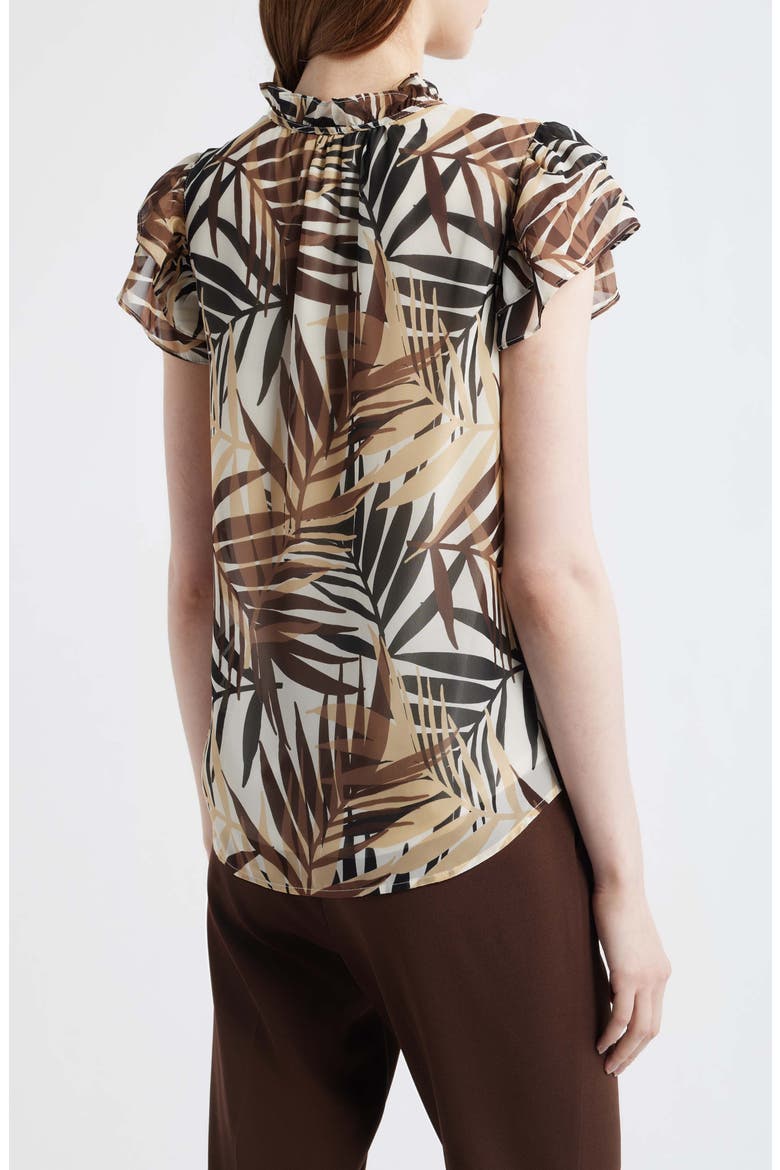 Ruffle Tie Neck Top, Alternate, color, WHITE DOVE MULTI