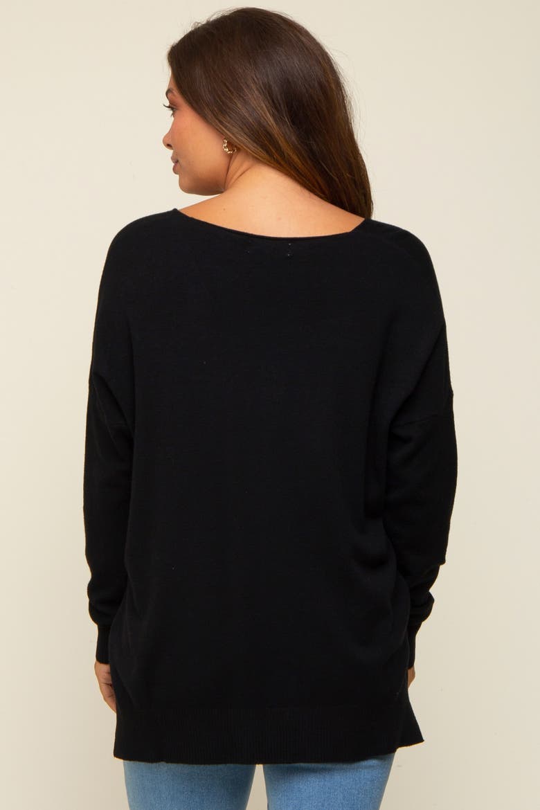 Long Sleeve Side Slit Sweater, Alternate, color, Black