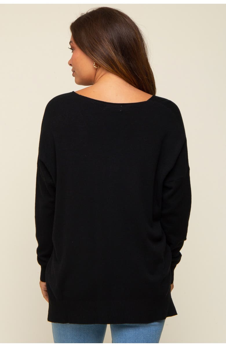 PinkBlush Long Sleeve Side Slit Sweater, Alternate, color, Black