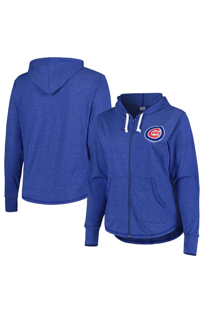 SOFT AS A GRAPE Women's Soft as a Grape Royal Chicago Cubs Plus Size Full-Zip Lightweight Hoodie Top, Alternate, color, 