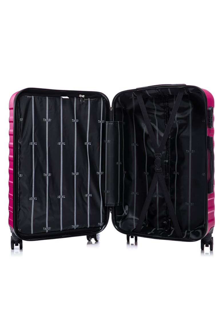 Carravia Hardshell 3-Piece Spinner Luggage Set, Alternate, color, FUSHA