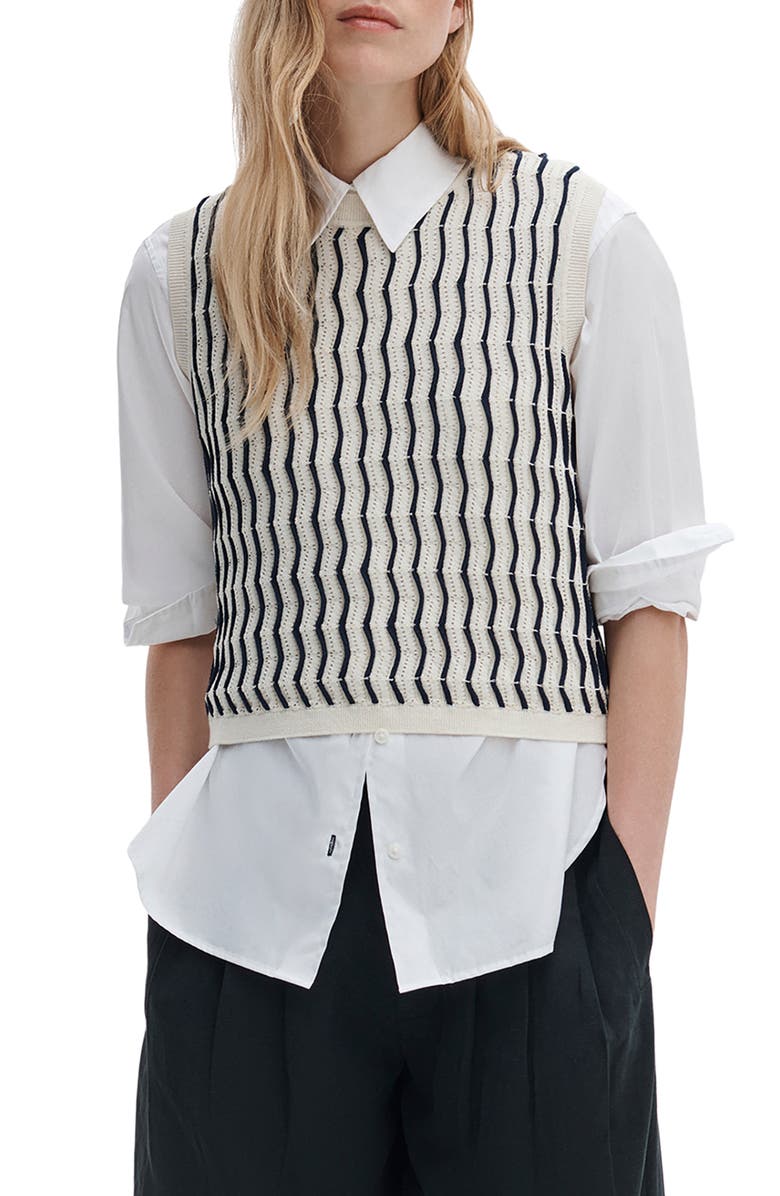 rag & bone Leslie Stripe Knit Vest, Main, color, Ivory