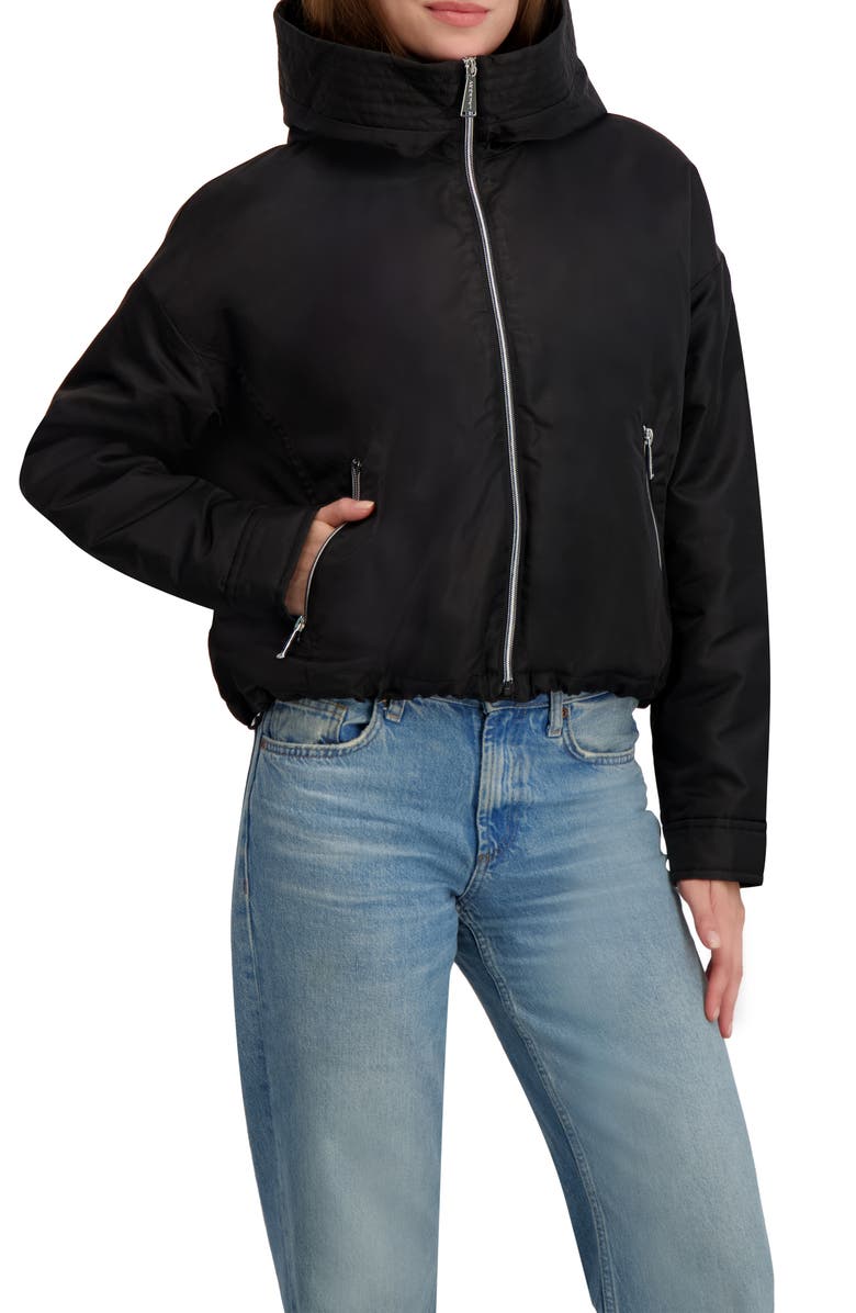 Laundry by Shelli Segal Faux Shearling Lined Hooded Jacket, Main, color, Black